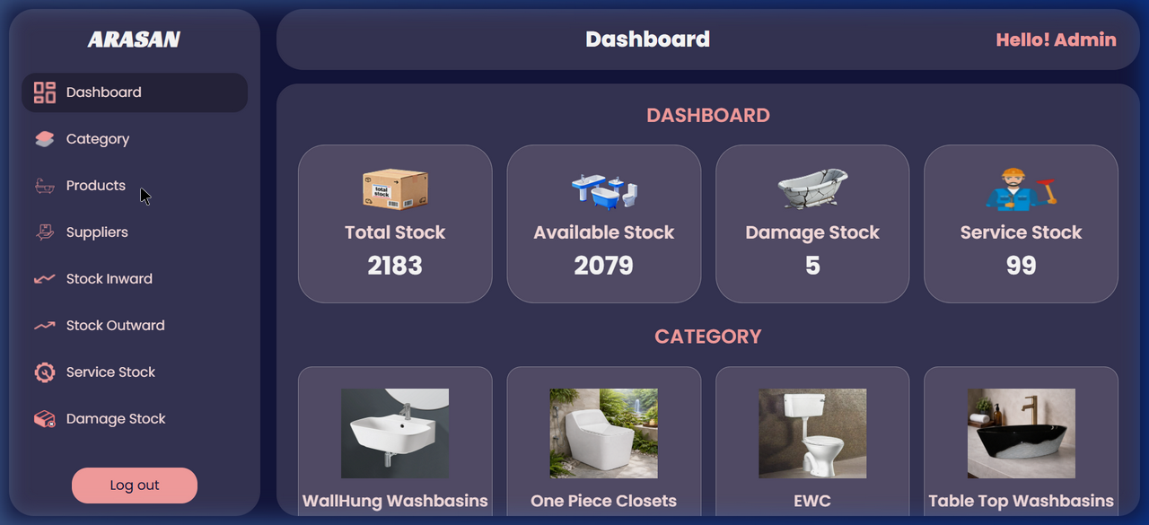Arasan Sanitary World Web Portal & Warehouse Inventory ERP by Laksha Solutions
