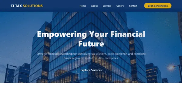 TJ Tax Solutions — Web Development by Laksha Solutions
